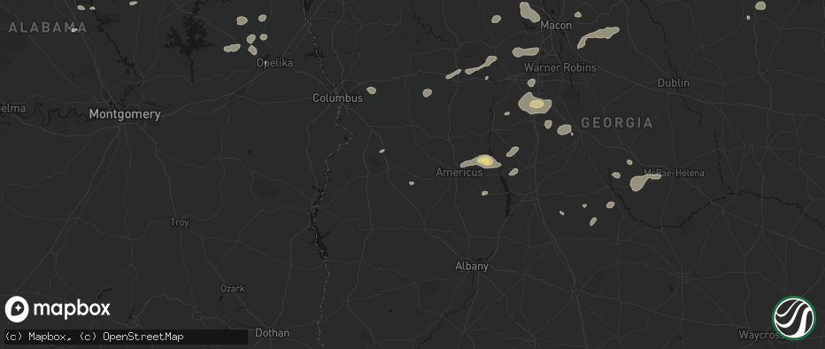 Hail map in Preston, GA on July 9, 2026