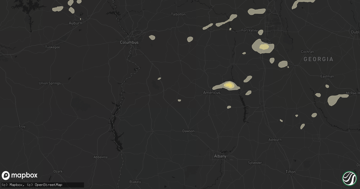 Hail map in Preston, GA on July 9, 2026