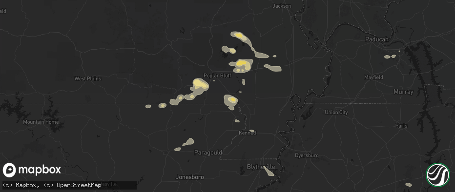 Hail map in Qulin, MO on July 9, 2026