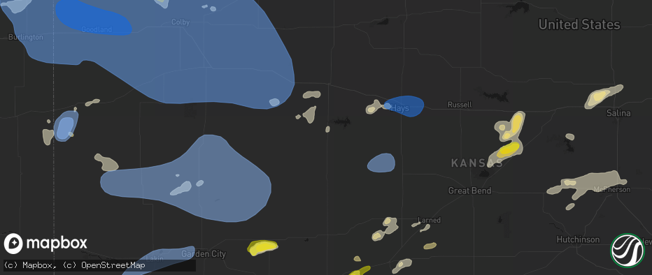 Hail map in Ransom, KS on July 9, 2026
