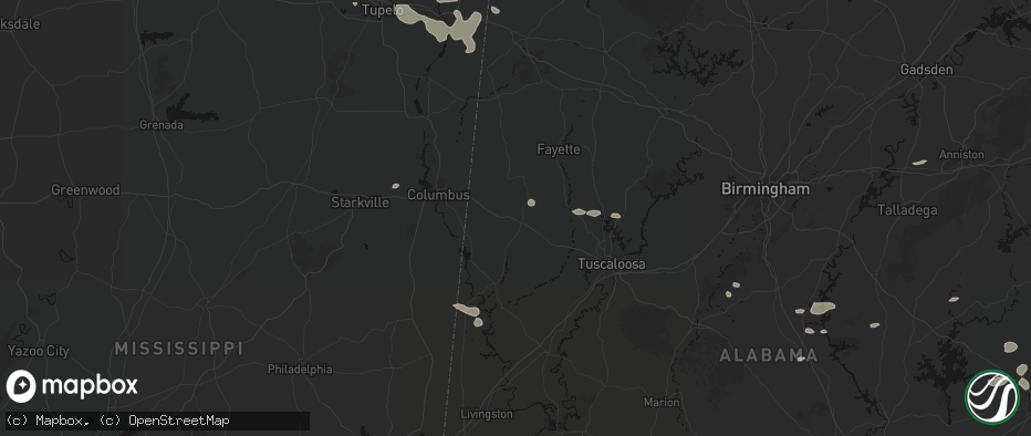 Hail map in Reform, AL on July 9, 2026