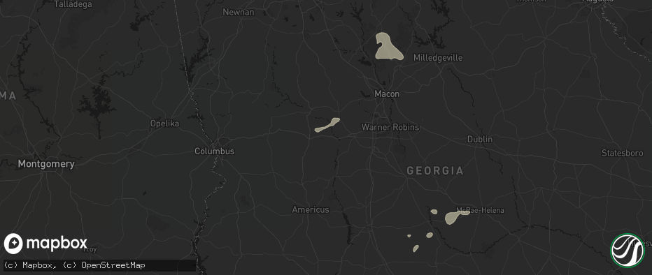 Hail map in Reynolds, GA on July 9, 2026