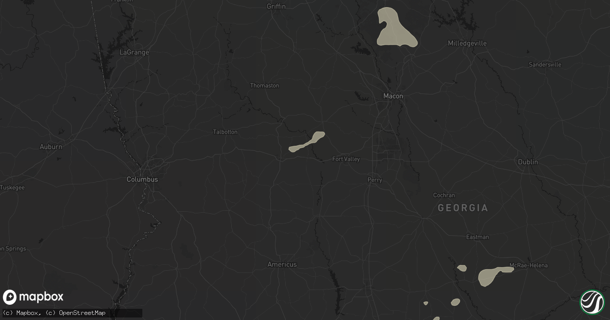 Hail map in Reynolds, GA on July 9, 2026
