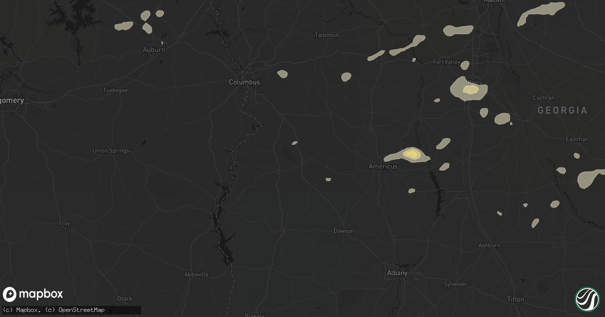 Hail map in Richland, GA on July 9, 2026