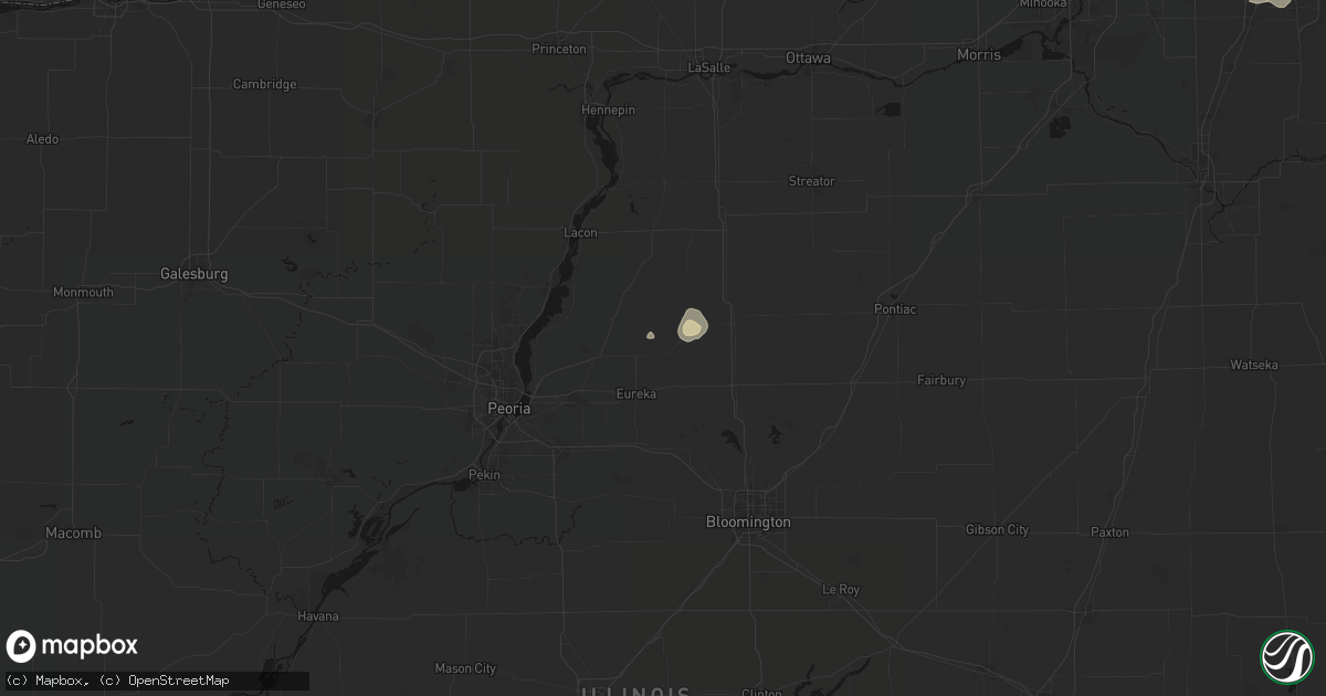 Hail map in Roanoke, IL on July 9, 2026