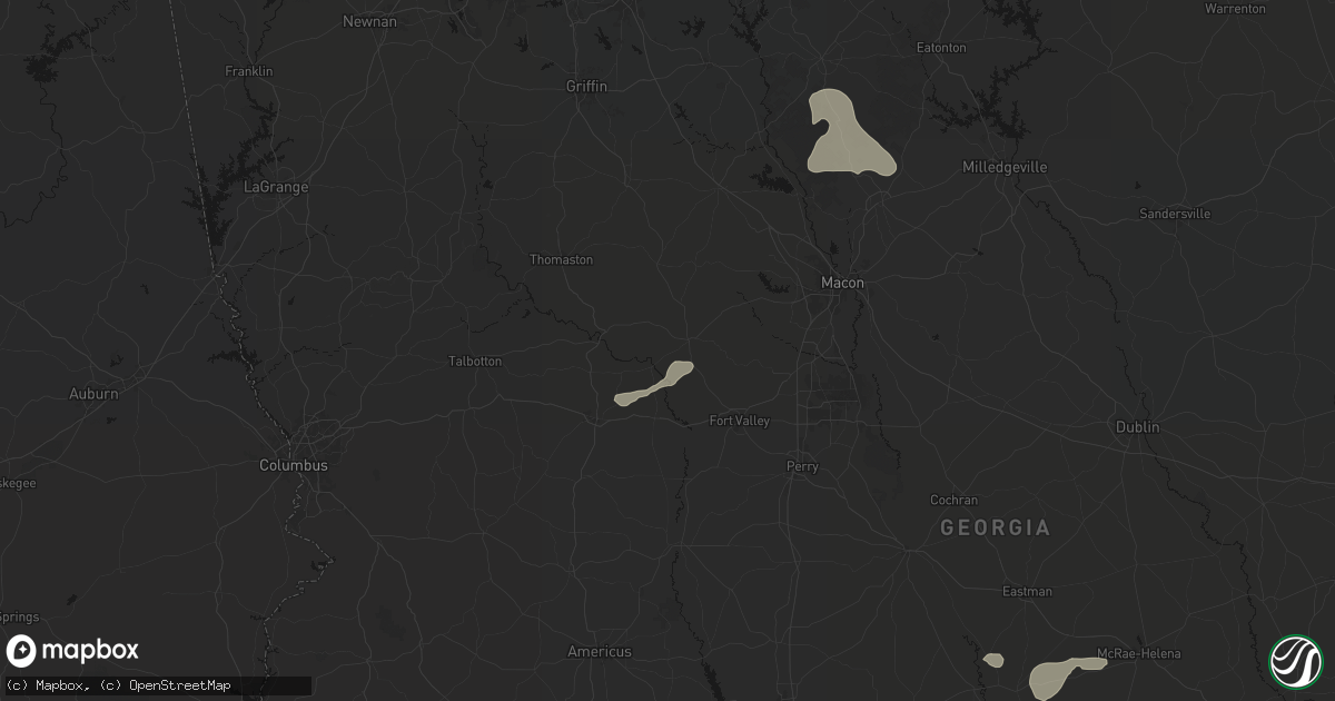 Hail map in Roberta, GA on July 9, 2026