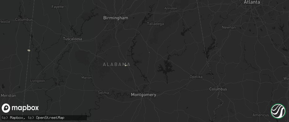Hail map in Rockford, AL on July 9, 2026