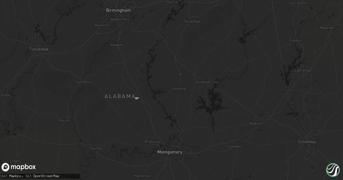 Hail map in Rockford, AL on July 9, 2026