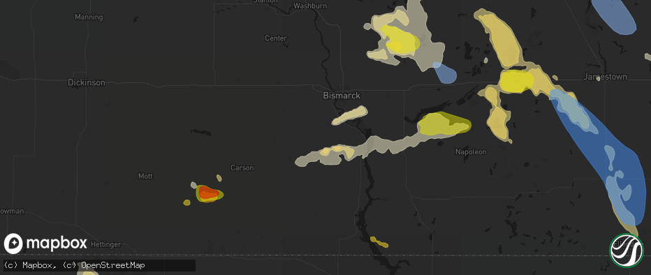 Hail map in Saint Anthony, ND on July 9, 2026