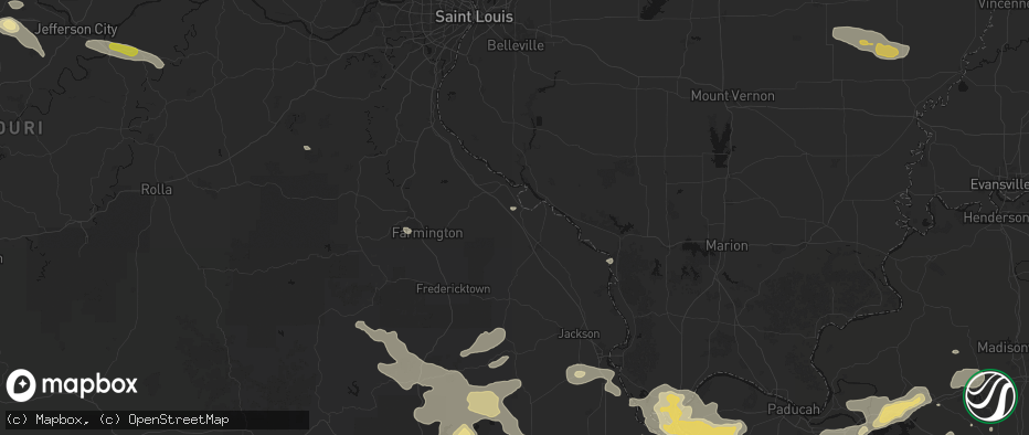 Hail map in Saint Mary, MO on July 9, 2026