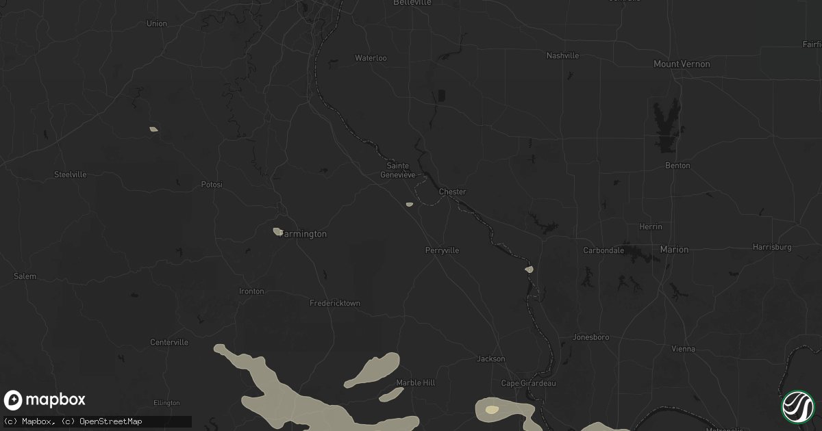 Hail map in Saint Mary, MO on July 9, 2026