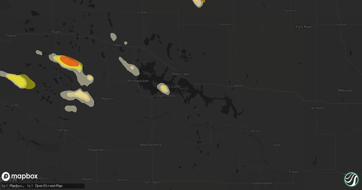 Hail map in Saint Michael, ND on July 9, 2026