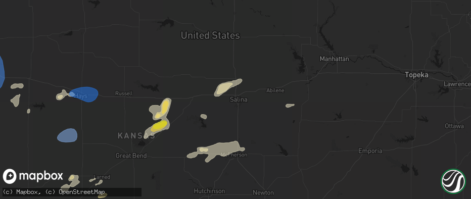 Hail map in Salina, KS on July 9, 2026