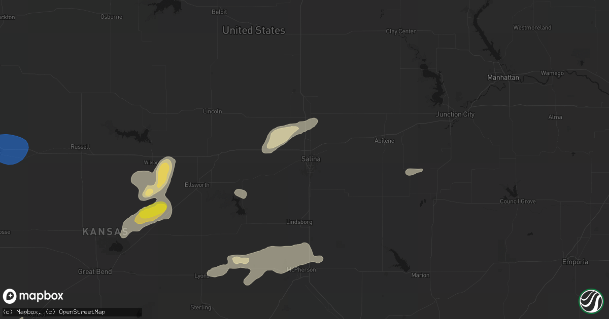 Hail map in Salina, KS on July 9, 2026