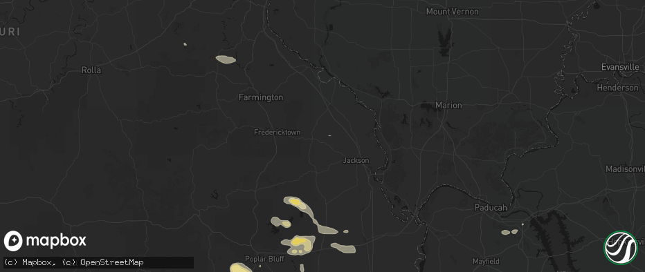 Hail map in Sedgewickville, MO on July 9, 2026