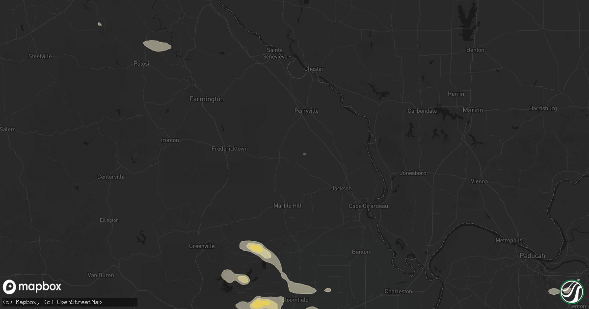 Hail map in Sedgewickville, MO on July 9, 2026