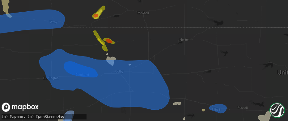 Hail map in Selden, KS on July 9, 2026