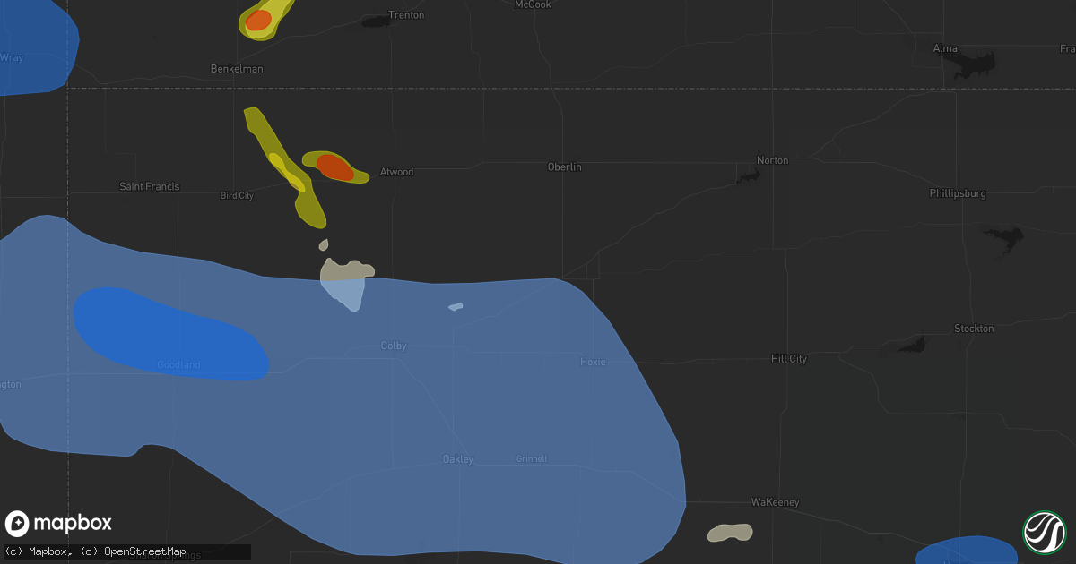 Hail map in Selden, KS on July 9, 2026