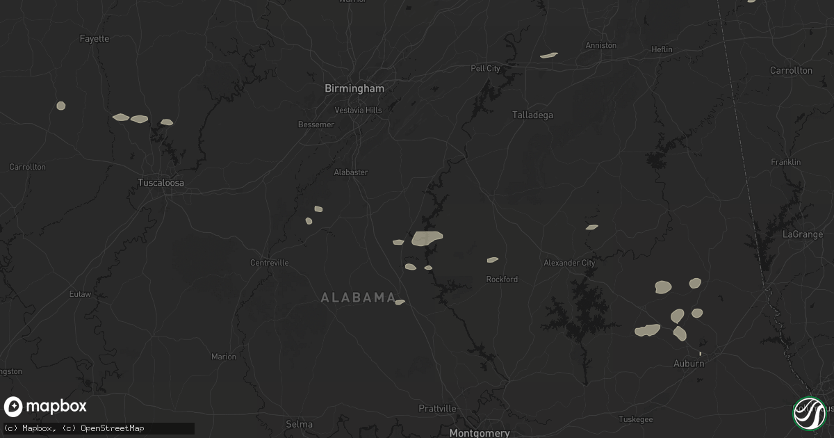 Hail map in Shelby, AL on July 9, 2026