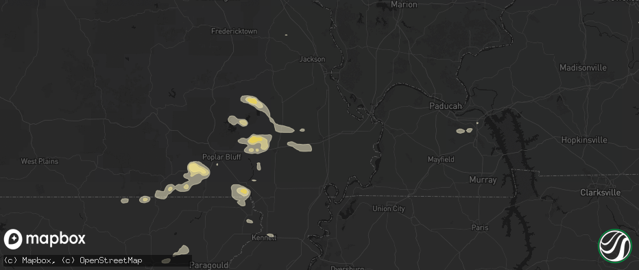 Hail map in Sikeston, MO on July 9, 2026