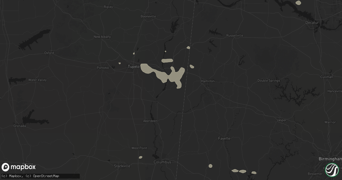 Hail map in Smithville, MS on July 9, 2026