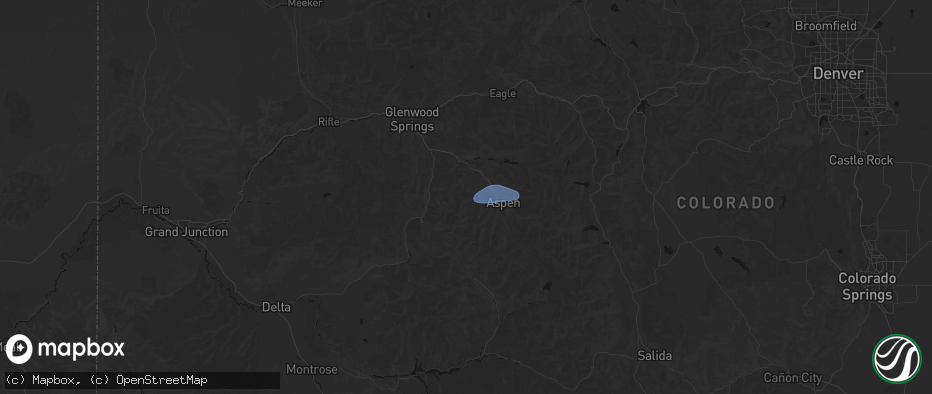 Hail map in Snowmass, CO on July 9, 2026