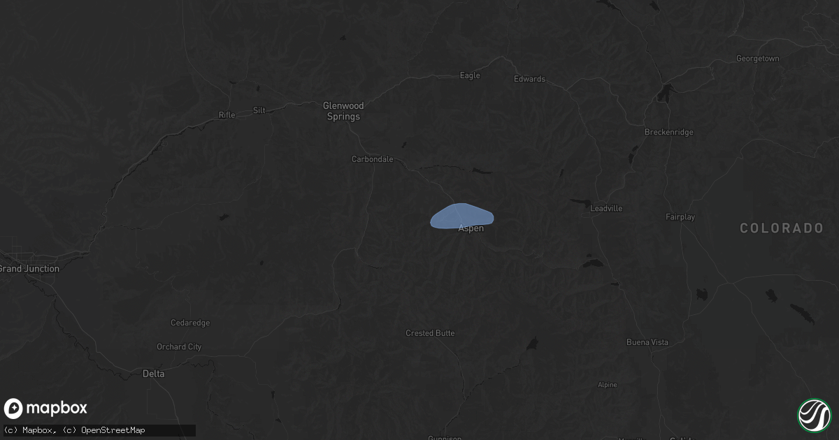 Hail map in Snowmass, CO on July 9, 2026