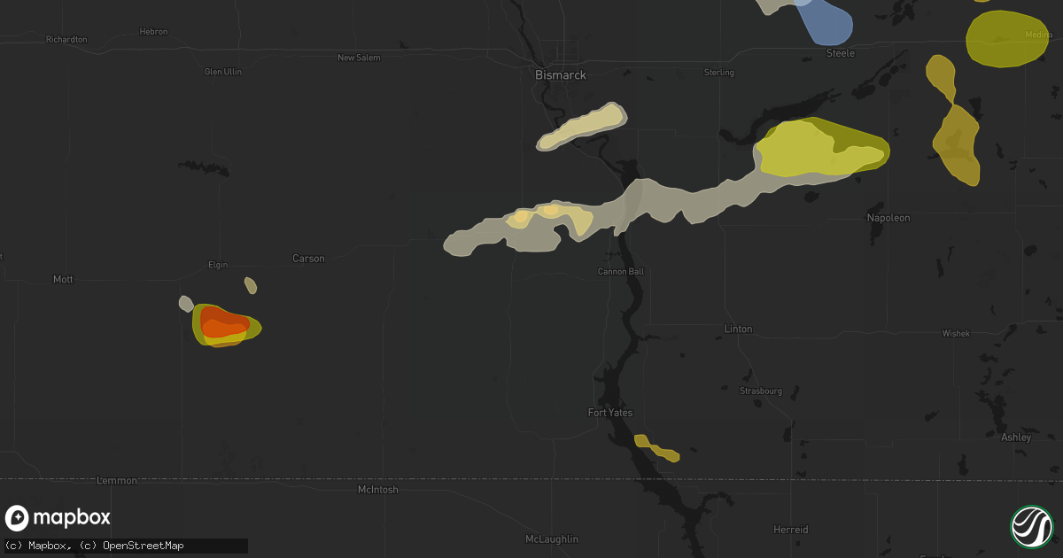 Hail map in Solen, ND on July 9, 2026