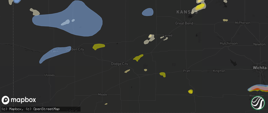 Hail map in Spearville, KS on July 9, 2026