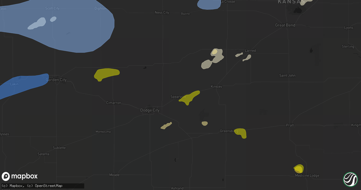 Hail map in Spearville, KS on July 9, 2026