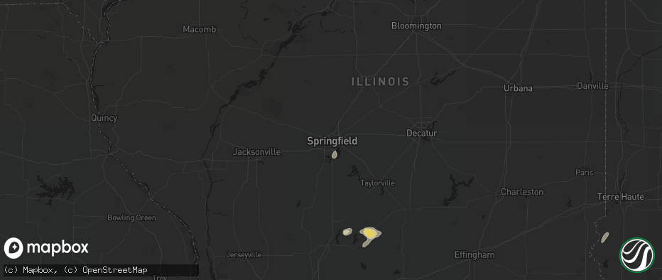 Hail map in Springfield, IL on July 9, 2026