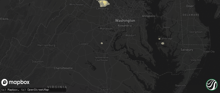 Hail map in Stafford, VA on July 9, 2026