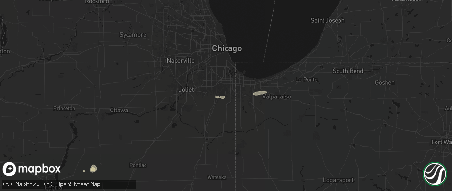 Hail map in Steger, IL on July 9, 2026