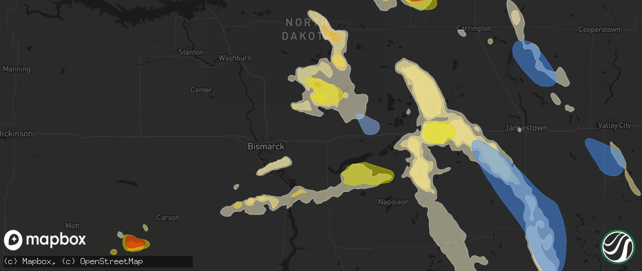 Hail map in Sterling, ND on July 9, 2026