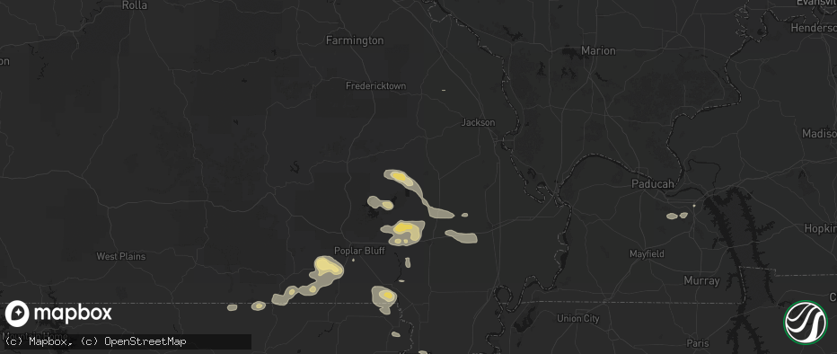 Hail map in Sturdivant, MO on July 9, 2026