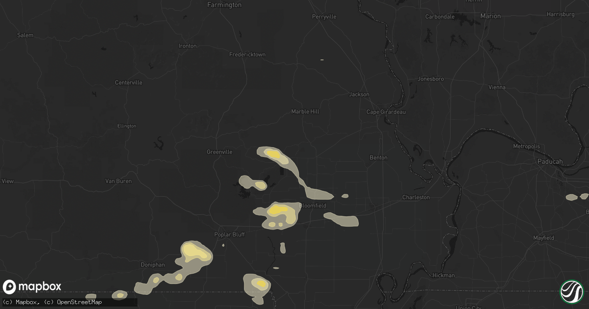 Hail map in Sturdivant, MO on July 9, 2026