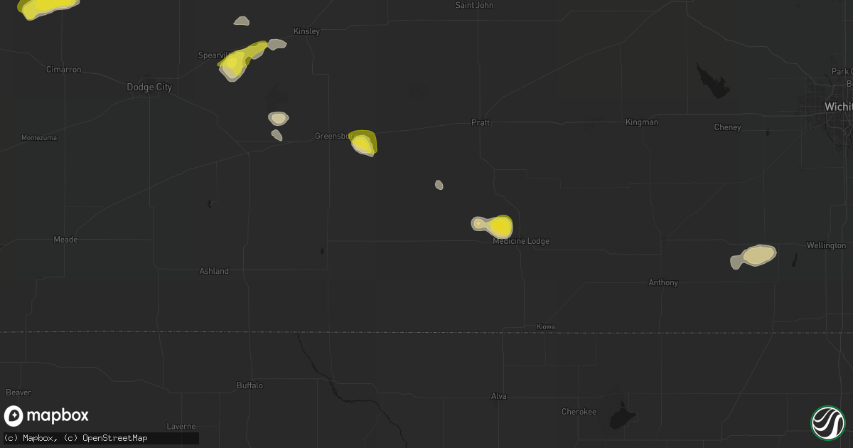 Hail map in Sun City, KS on July 9, 2026