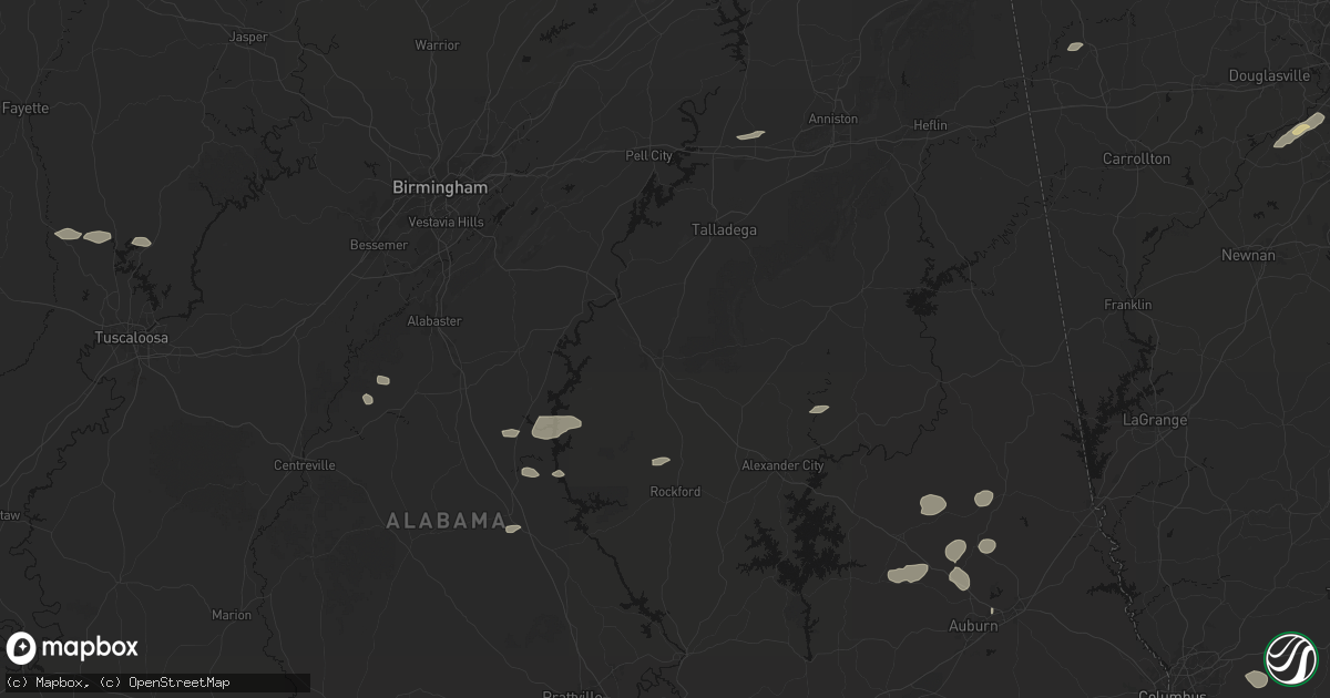 Hail map in Sylacauga, AL on July 9, 2026