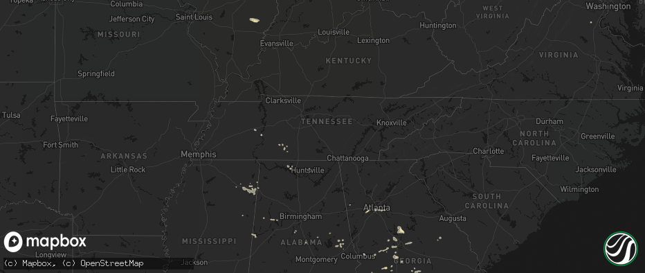 Hail map in Tennessee on July 9, 2026