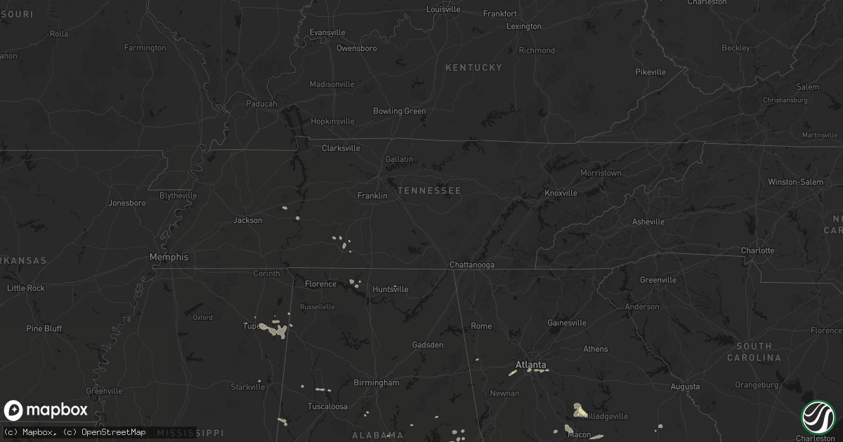 Hail map in Tennessee on July 9, 2026