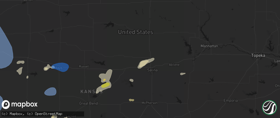 Hail map in Tescott, KS on July 9, 2026