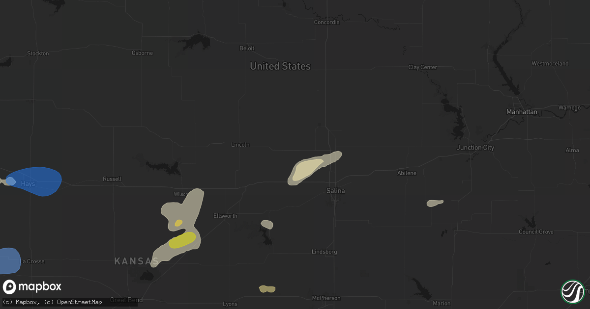 Hail map in Tescott, KS on July 9, 2026