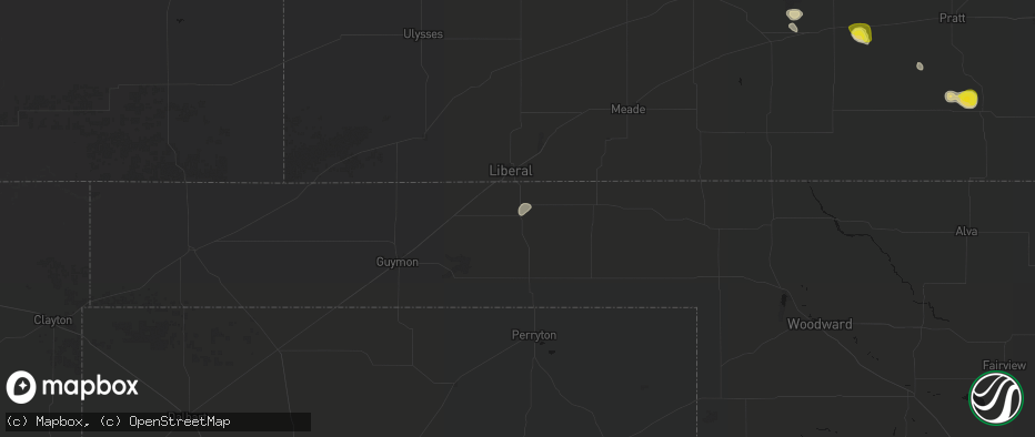 Hail map in Turpin, OK on July 9, 2026