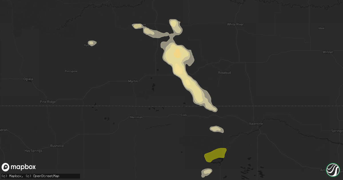 Hail map in Tuthill, SD on July 9, 2026