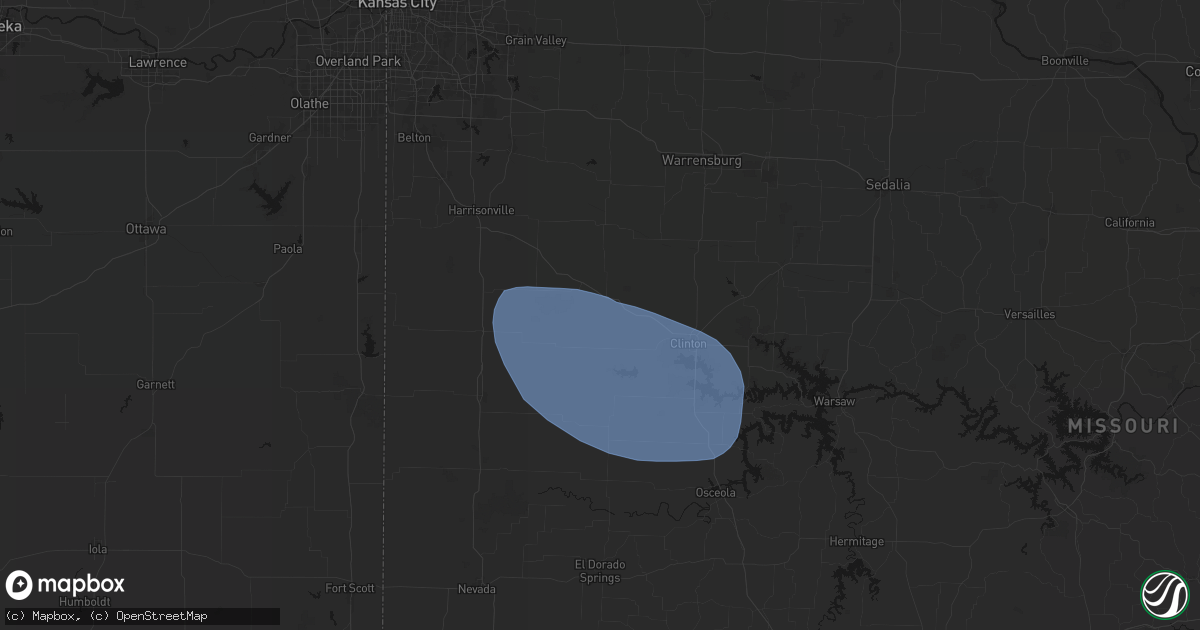 Hail map in Urich, MO on July 9, 2026