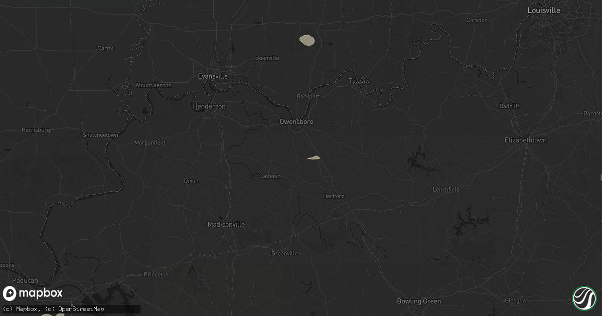 Hail map in Utica, KY on July 9, 2026