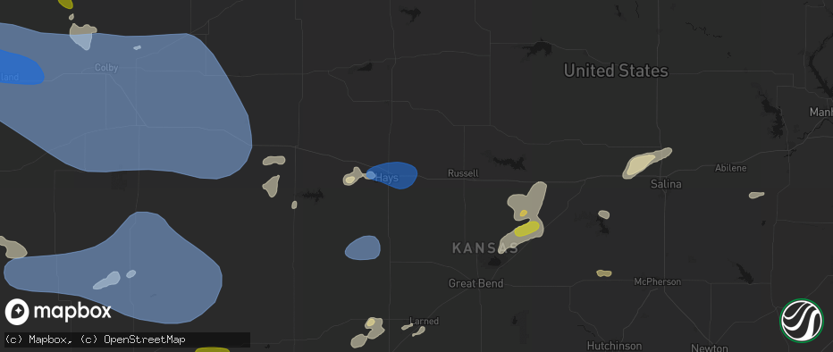 Hail map in Victoria, KS on July 9, 2026
