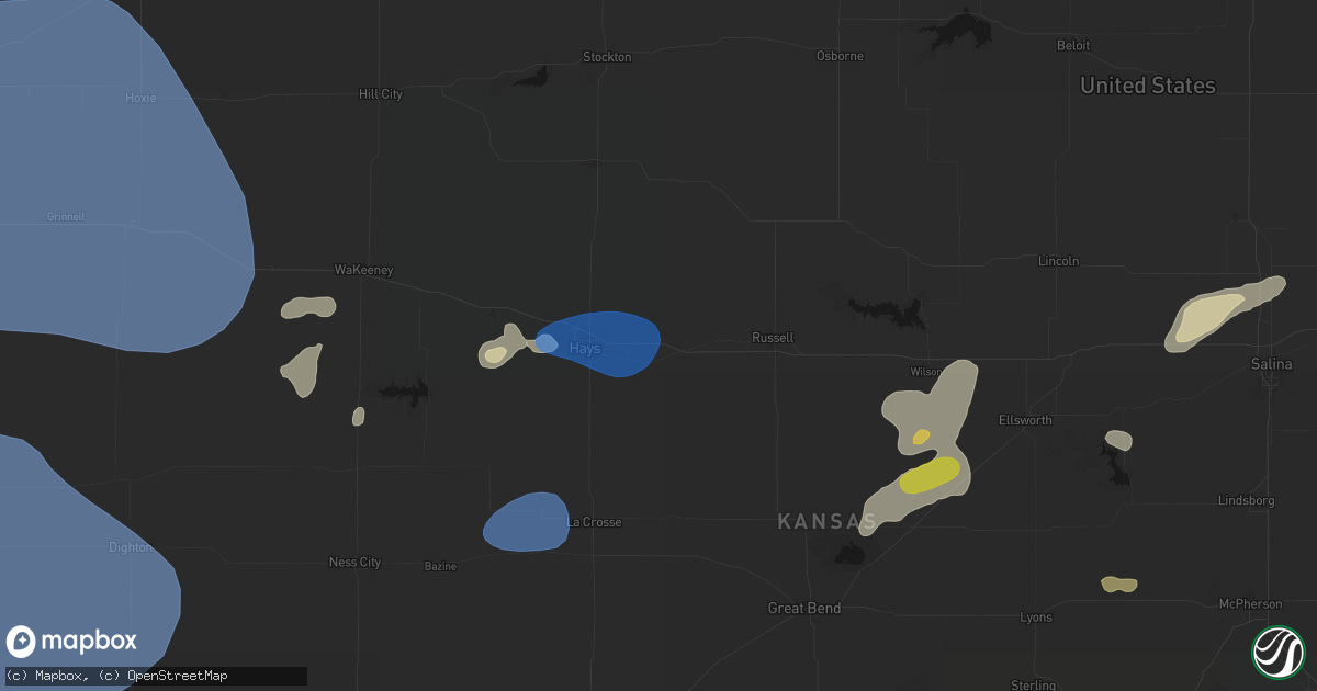 Hail map in Victoria, KS on July 9, 2026