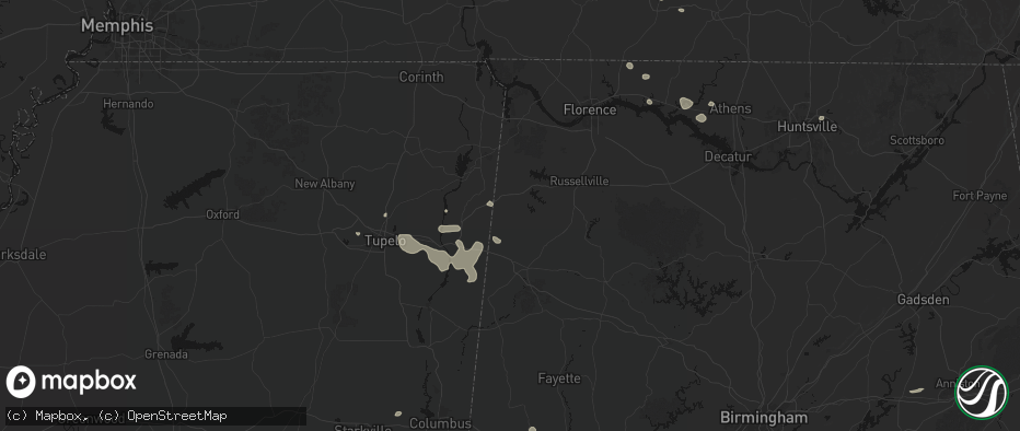 Hail map in Vina, AL on July 9, 2026