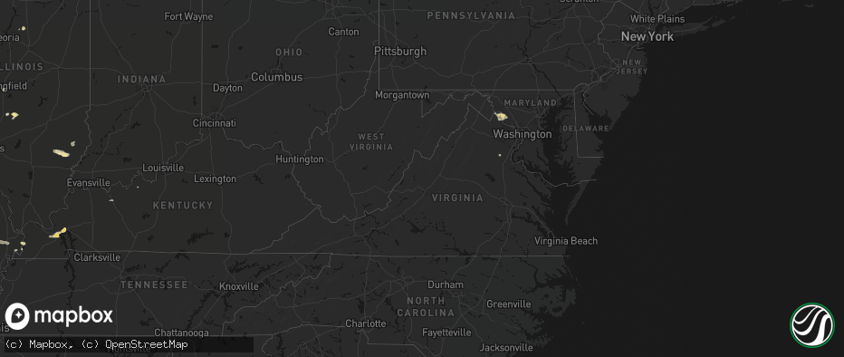 Hail map in Virginia on July 9, 2026